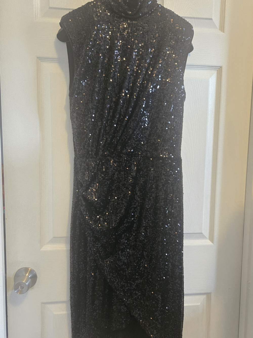 Express Black Sequin Sleeveless Evening Dress